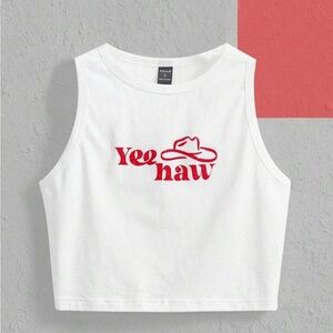 SHEIN White Tee with Black Label